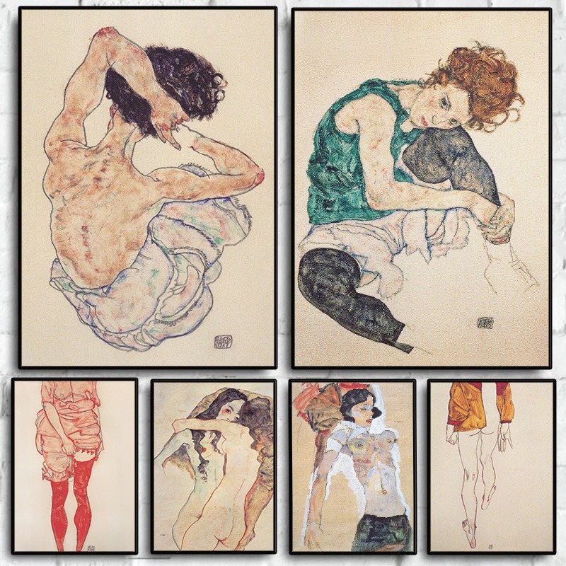 Photography Fine Art - Vintage Nude Figure Portrait Egon Schiele