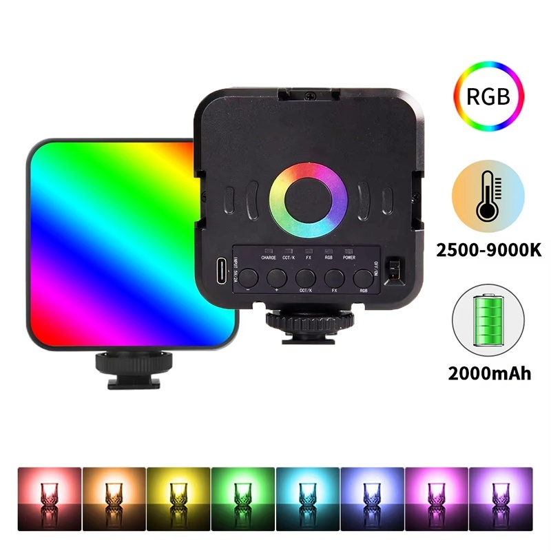Hot Shoe Adapter - Przenośna mini lampa wideo RGB do