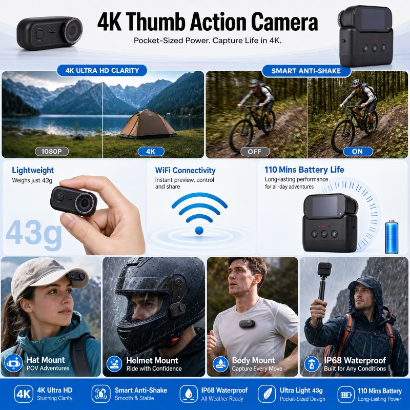 Kamera sportowa APEX Action 4K – Camera Bag Waterproof recenzja i cena